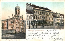 T2/T3 1900 Eperjes, Presov; Neolog Izraelita Templom, Zsinagóga, Nagyszálloda, Róth A. üzlete / Synagogue, Hotel, Shop ( - Non Classificati