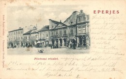 T2/T3 1899 Eperjes, Presov; F? Utca, Népbank, Központi Kávéház, Kósch Árpád Kiadása / Bank, Central Cafe, Shops, Main St - Non Classificati