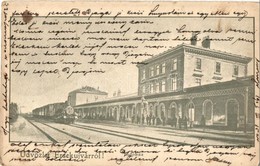 * T2/T3 1903 Érsekújvár, Nové Zamky; Indóház, Vasútállomás, G?zmozdony / Railway Station, Locomotive / Bahnhof (kopott é - Unclassified