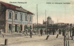 T2/T3 1909 Párkány, Stúrovó, Gockern; Utcakép Az Esztergomi Bazilikával,Takarékpénztár, Nagy és Szabó üzlete. Pauncz Mór - Non Classificati