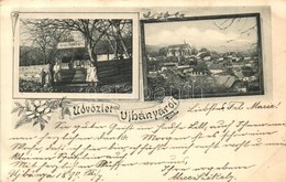 T2 1899 Újbánya, Königsberg, Nová Bana; Kádfürd? és Látkép / Spa And Panorama View. Art Nouveau, Floral - Non Classificati