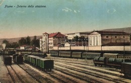 T2/T3 1915 Fiume, Rijeka; Interno Della Stazione / Bahnhof / Railway Station With Wagons (EK) - Zonder Classificatie