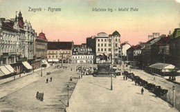 T2/T3 1909 Zagreb, Zágráb; Jelacicev Trg., Statue, Market, Shop Of  A. Cnezda. W.L. Bp. 1590. (EK) - Non Classificati