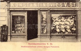 ** T2 Pancsova, Pancevo; Konstantinovics V. St. Els?rangú Divatszalonja, üzlet / Modewaarenhaus Ersten Ranges / Fashion  - Non Classificati