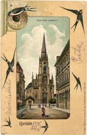 T2/T3 1905 Újvidék, Novi Sad, Neusatz; Római Katolikus Templom. Fecskés Dombornyomott Litho Keret. Herger Ágoston Kiadás - Non Classificati