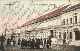 T2 1908 Újvidék, Novi Sad, Neusatz; F? Tér, Erzsébet Szálló, Fehér József, Adolf Landsmann, Gyorgyewic Tódor, Kassovitz  - Non Classificati