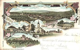 T2/T3 Lánzsér, Landsee; Plébánia, Templom, Iskola, Várrom / Pfarrhof, Kirche, Schule, Schlossruine / Rectory, Church, Sc - Ohne Zuordnung