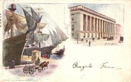 T2/T3 1898 New York, Custom House, Pier 13 East River. American Souvenir Card Co. 1897. - Unclassified