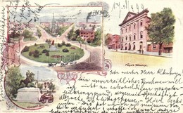 T2/T3 1899 Washington, Ford's Theatre, Thomas Circle, Jackson's Statue. American Souvenir Card Co. 6. Art Nouveau - Ohne Zuordnung