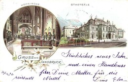 T2/T3 1896 (Vorläufer!) Innsbruck, Stadtsäle, Hofkirche / Town Hall, Church Interior. Art Nouveau, Floral, Litho - Non Classificati