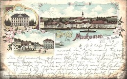 T2/T3 1898 Mauthausen, Volksschule, Marktplatz / School, Market Scqaure. Kunstanstalt Karl Schwidernoch Art Nouveau, Flo - Ohne Zuordnung