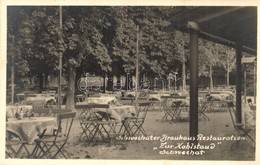 * T1/T2 1937 Schwechat, Schwechater Brauhaus Restauration Zur Kohlstaud / Beer House And Restaurant, Garden - Non Classificati