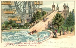 T2/T3 1899 Vienna, Wien; Venedig, Wasserrutschbahn / Amusement Park With Waterslide. Kosmos Kunstanstalt Budapest Litho  - Ohne Zuordnung
