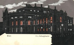 ** T2/T3 Vienna, Wien; K.k. Hofburgtheater / Theatre At Night. Art Nouveau Art Postcard - Unclassified