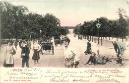 T2/T3 1905 Vienna, Wien; Einfahrt In Die Praterallee / Humorous Montage With Bicycle Accident - Non Classificati