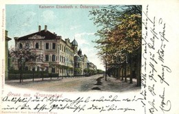 T2/T3 Frantiskovy Lazne, Franzensbad; Kaiserin Elisabeth V. Österreich / Street View With Synagogue. Judaica - Zonder Classificatie
