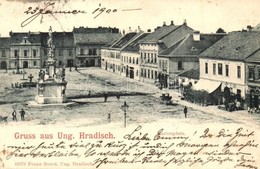 T2 1900 Uherské Hradiste, Ungarisch Hradisch, Magyarhradis; Marienplatz / Square With Monument. Franz Bures - Zonder Classificatie