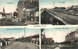 T2 Kedzierzyn, Kandrzin; Kirchstrasse, Bahnhof, Volksschule, Blick Von Der Eisenbahnbrücke, Colonialwaren Hugo Kowalski  - Unclassified