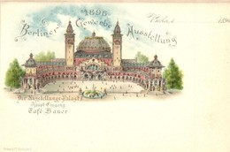 ** T1 1896 Berlin, Berliner Gewerbe Ausstellung, Der Ausstellungs-Palast, Cafe Bauer. Krüger & Co. / Great Industrial Ex - Non Classificati