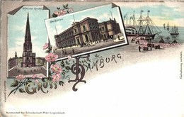 ** T2/T3 ~1899 Hamburg, Die Börse, St. Nicolai Kirche / Stock Exchange, Church. Karl Schwidernoch Art Nouveau, Floral, L - Non Classificati