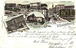 T3 1898 Königsberg, Bahnhöfe, Kneiphöfische Langgasse, Schlossteich Mit Burg-Kirche, Landeshaus / Railway Stations, Stre - Non Classificati