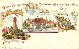 ** T2/T3 1897 Leipzig, Sächsisch-Thüringische Industrie Und Gewerbe Ausstellung, Felsenthurm, Blauer Grotta, Im Dörfchen - Non Classificati