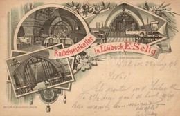 T2/T3 1896 (Vorläufer!) Lübeck, Rathsweinkeller E. Selig, Hansa-Saal, Buffet, Eingang / Wine Bar Interior. Art Nouveau,  - Non Classificati