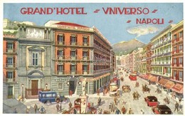 ** T2/T3 Naples, Napoli; Grand Hotel Universio, Ristorante / Hotel And Restaurant, Advertisement Card  (EK) - Ohne Zuordnung