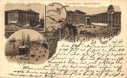 T2 1899 Trieste, Palazzo Del Lloyd, Palazzo Municipale, Molo St. Carlo / Palace, Town Hall, Molo. Alessandro Levi Art No - Non Classificati