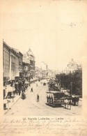 * T2/T3 1903 Lviv, Lwów, Lemberg; Ul. Karola Ludwika / Street View With Horse-drawn Tram (Rb) - Unclassified