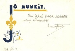 T2/T3 Jó Munkát! Cserkész üdvözl?lap / Hungarian Scout Greeting Art Postcard S: Bozó (EK) - Ohne Zuordnung