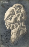 * T2/T3 1909 Un Faune. Erotikus Optikai Illúziós Képeslap Meztelen N?kkel / Optical Illusion Art Postcard With Erotic Nu - Ohne Zuordnung