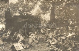 * T2 1914 Franciaország, Osztrák-magyar Katonák Pihen?je, Evés Közben  Dobossal / WWI K.u.K. Military, Soldiers Having L - Non Classificati