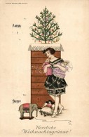 T2 Herzlichen Weihnachtsgrüsse! Wiener Künstler Postkarte M. Munk Nr. 1037 S: Mela Koehler - Non Classificati