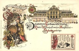 * T1/T2 1897 Stuttgart, Deutschen Fachausstellung, Hotel Und Wirtschaftswesen Kochkunst / German Exhibition Advertisemen - Non Classificati