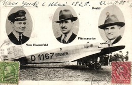 T3 1928  Bremen, German Junkers W 33 Aircraft (Registration D-1167). First Successful Transatlantic Aeroplane Flight Wit - Non Classificati