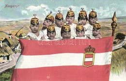 * T2/T3 Hongarije / Hungary. Flag Of Austria With Babies (EK) - Unclassified