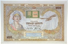 Jugoszlávia / Bácska Magyar Megszállás 1941. (1931) 1000D Rajta Magyar 1000P-s Bélyeggel T:I- Csak Sarokhajlás! RRR! / Y - Non Classificati