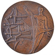 Id?sebb Pál Mihály (1911-1971) DN Egyoldalas Bronz Plakett, Férfi Alak Mellett Angyalok (1648g/187mm) T:2 / 
Hungary ND  - Non Classificati