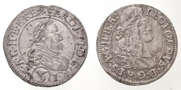 Ausztria 1624. 3kr Ag 'II. Ferdinánd' (1,54g) + 1670. 3kr Ag 'I. Lipót' (1,28g) T:2-,2 Hajlott / 
Austria 1624. 3 Kreuze - Unclassified