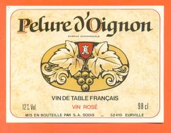 étiquette Ancienne Vin Rosé De Table Pelure D'oignon Sodis à Eurville - 12 ° - 98 Cl - Rosés