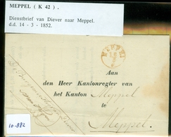 GESCHREVEN DIENSTBRIEF Uit 1852 Van DIEVER Via LANGSTEMPEL DIEVERBRUG Naar MEPPEL  (10.882) - ...-1852 Prephilately