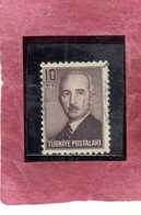 TURCHIA TURKÍA TURKEY 1948 President Lsmet Inonu PRESIDENTE 10k USATO USED OBLITERE' - Used Stamps