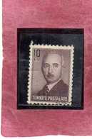 TURCHIA TURKÍA TURKEY 1948 President Lsmet Inonu PRESIDENTE 10k USATO USED OBLITERE' - Usados