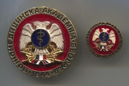 Yugoslavia ( Serbia & Montenegro ) - Military Medical Academy, Army, Metal Insignia 1 - 2 Type - Services Médicaux