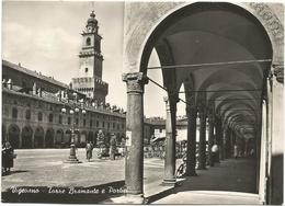 X1673 Vigevano (Pavia) - Torre Del Bramante E Portici - Animata / Viaggiata 1952 - Vigevano