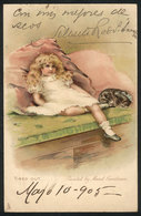 10 ARTIST SIGNED POSTCARDS: """Tired Out"", Girl Resting With Cat, Artist Signed By Mau - Other & Unclassified