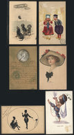 13 ARTIST SIGNED POSTCARDS: 6 Old PCs With Nice Illustrations, Used Between 1904 And 19 - Autres & Non Classés