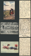 27 GERMANY: COMIC: 3 Old Postcards, Topic Dogs, Aviation, Politics, VF Quality! - Autres & Non Classés