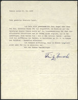 67 GERMANY: BUSCH, FRITZ: German Pianist And Conductor, Letter Written In Buenos Aires O - Other & Unclassified